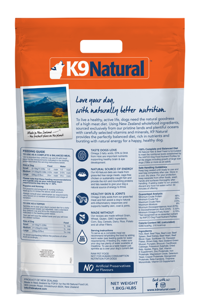 K9 Natural Freeze Dried Hoki & Beef (500g/1.8kg)