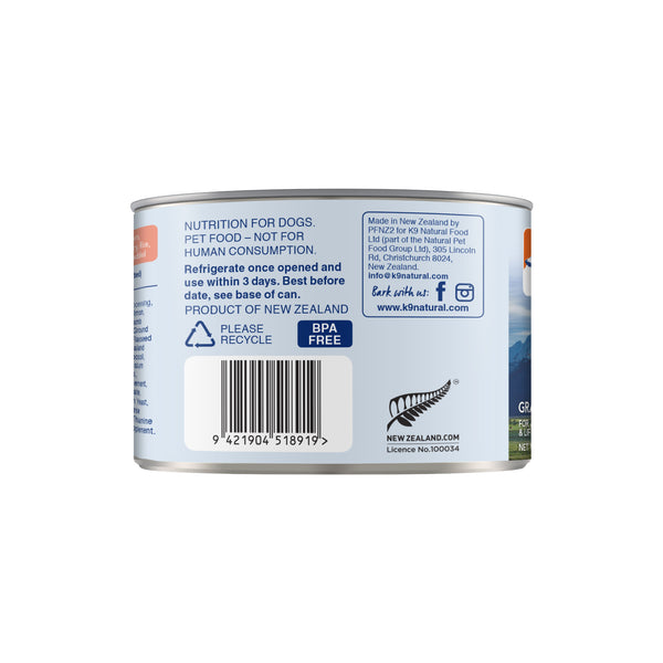 K9 Natural Canned Salmon & Lamb - Carton of 12 (170g/370g)