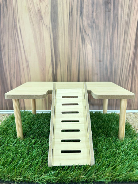 Wooden platform with stairs