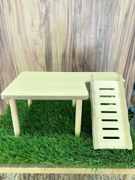 Wooden platform with stairs