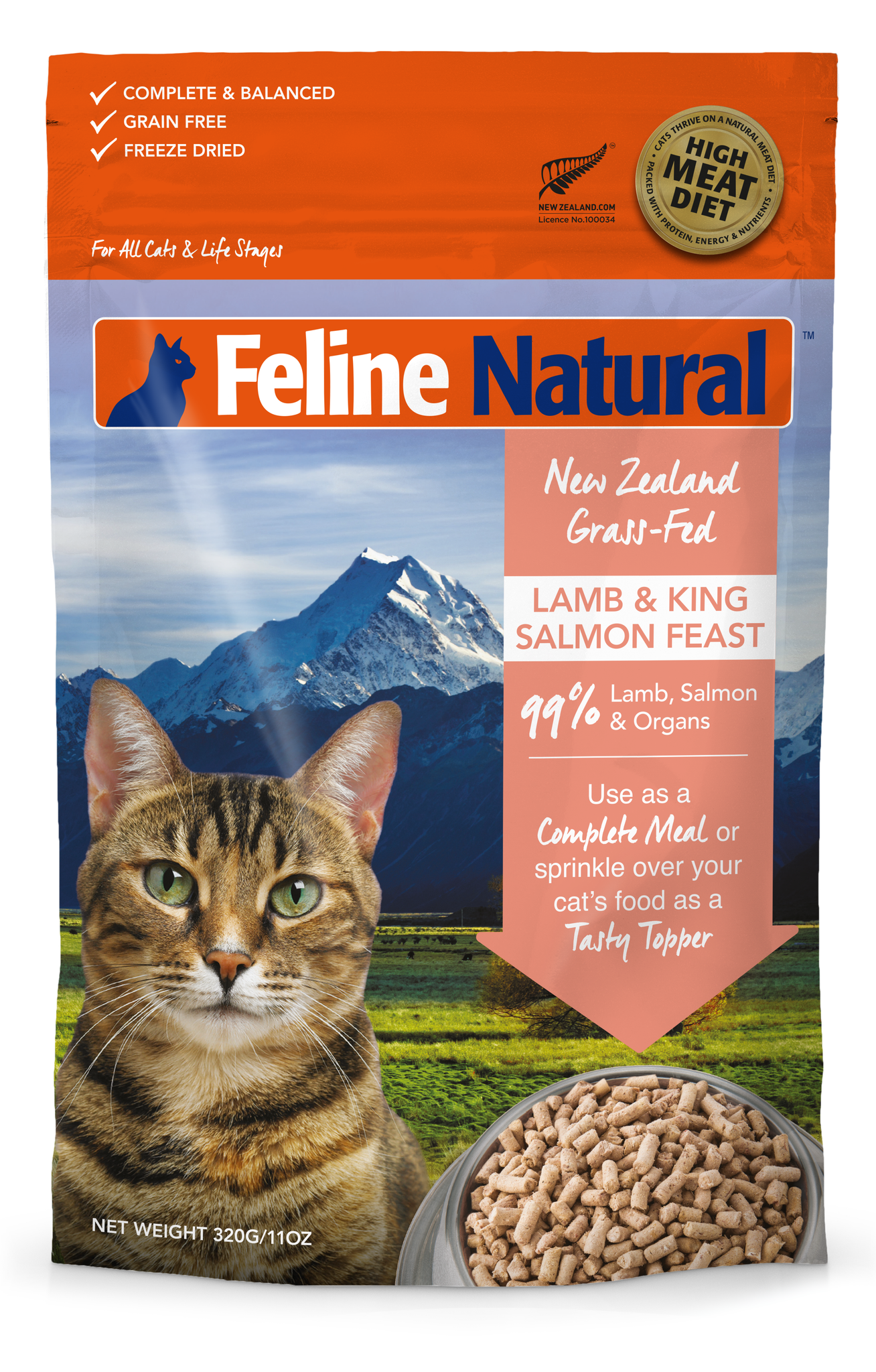 Feline Natural Freeze Dried King Salmon & Lamb (320g)
